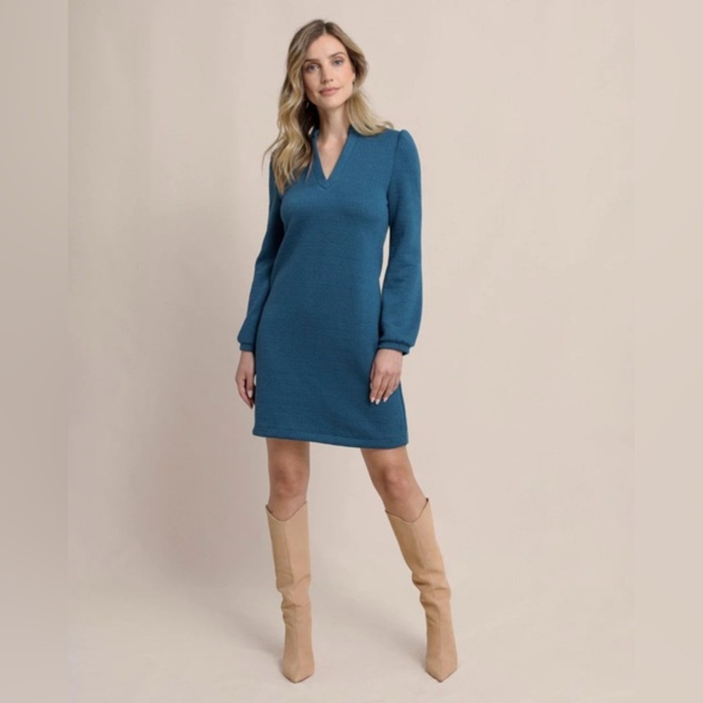 NWT SOUTHERN TIDE oren quilted dress in teal haze SIZE S
